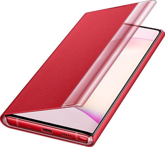 Samsung Clear View Cover Book Synthetic Leather / Plastic Red (Galaxy Note 10)