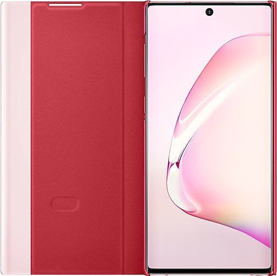 Samsung Clear View Cover Book Synthetic Leather / Plastic Red (Galaxy Note 10)