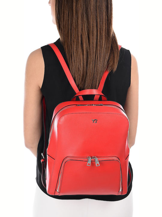 Y Not? CAR12 Leder Damen Tasche Rucksack Rot