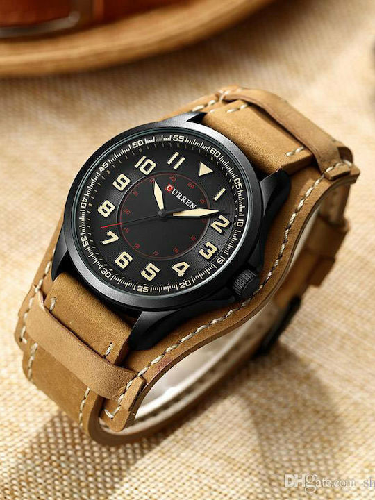 Curren 8279 Мъжки Часовник с Батерия и Кожена Каишка