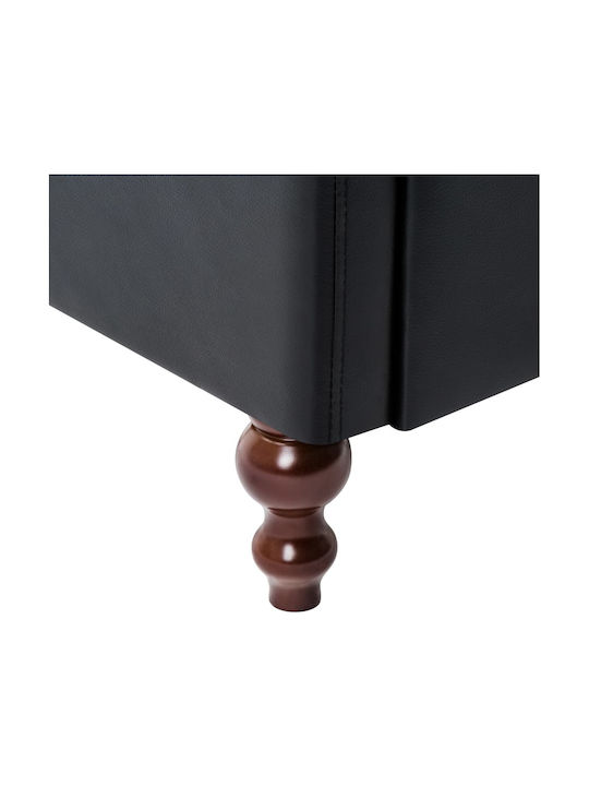 Canapea Chesterfield Cu Trei Locuri Din Piele Ecologică Neagră 176x68x70cm