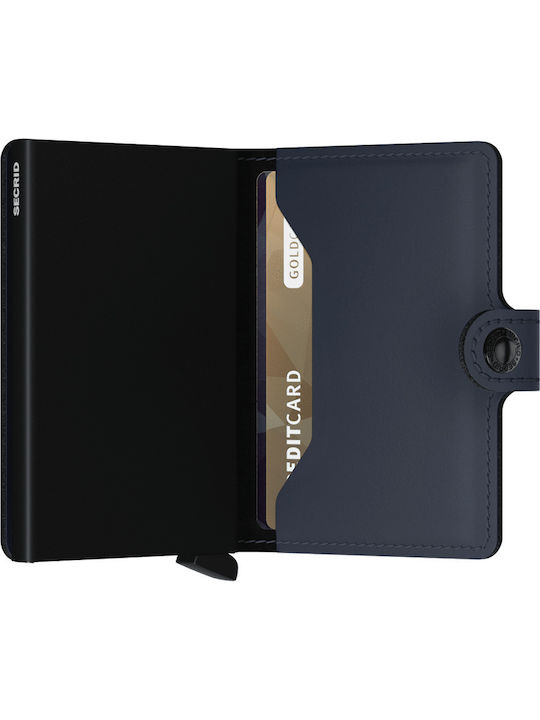 Miniwallet Matte Portofel bărbătesc Carduri cu RFID și mecanism Slide Albastru