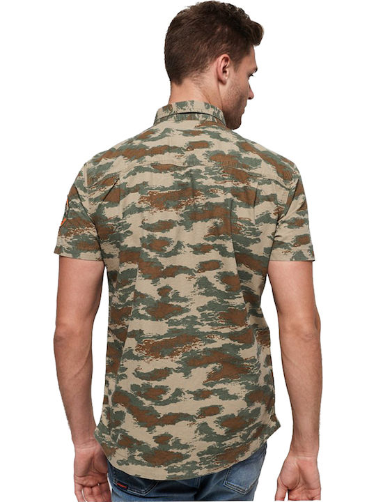 Superdry Rookie Parachute Lite Men's Shirt Short Sleeve Camo Khaki