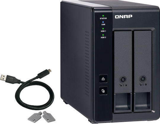 QNap Case for 2 Hard Drives 3.5" SATA III with Connection USB 3.1 Type-C