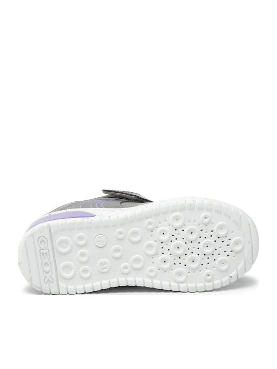 J Xled G A Παιδικά Sneakers High Ανατομικά με Σκρατς & Φωτάκια Ασημί