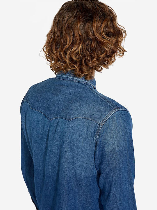 Icons Western Long-sleeved Denim Shirt Blue