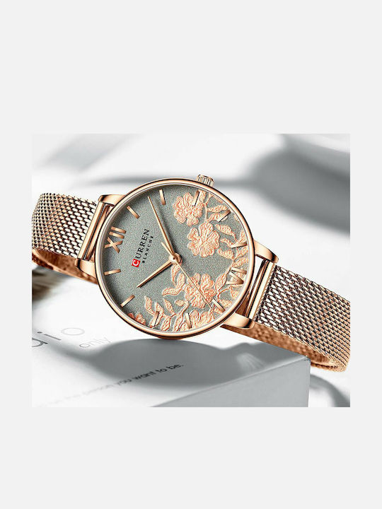 Curren Γυναικείο Ρολόι 32mm Μπαταρίας με Χρυσό Μεταλλικό Μπρασελέ