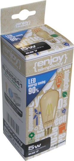 Elvhx LED Bulb 5W for Socket E27 and Shape ST64 Warm White 320lm