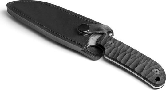 TB Outdoor The Commandeur Cuțit Negru Cu Husă Din Piele