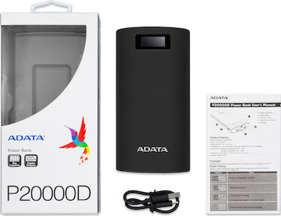 Adata P20000D Power Bank 20000mAh with 2 USB-A Ports Black