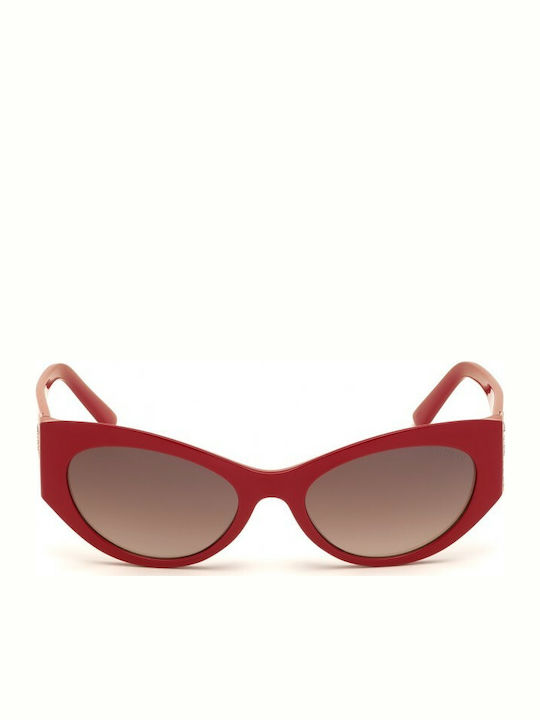 Guess Women's Sunglasses with Red Plastic Frame and Brown Gradient Lens GU7624 66F