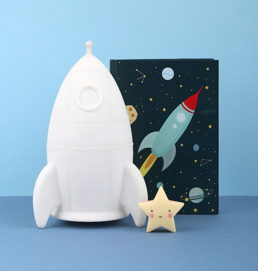 A Little Lovely Company Led Kids Decorative Lamp Rocket with Color Changes White 13x13x20εκ.