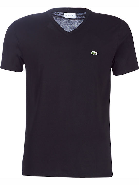 Lacoste Men's Short Sleeve T-shirt with V-Neck ...