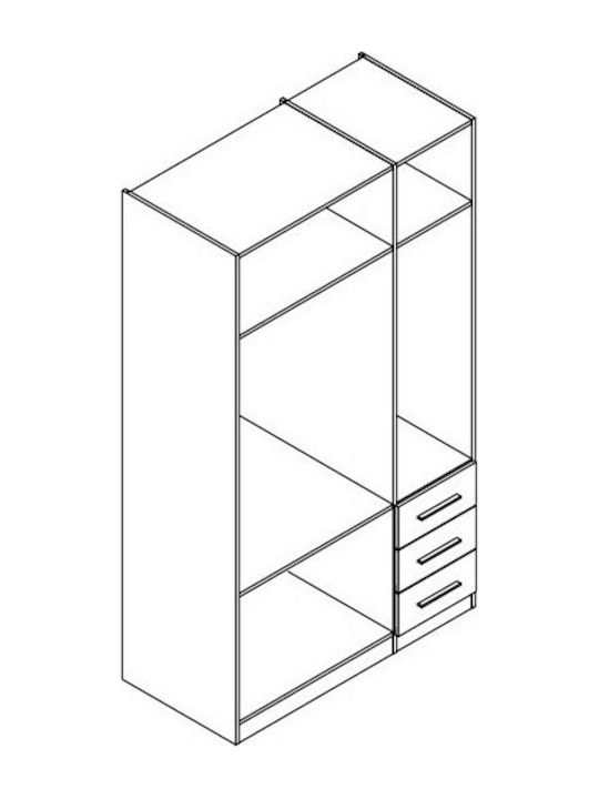 Τρίφυλλη Ντουλάπα Ρούχων Λευκή 123x60x200cm