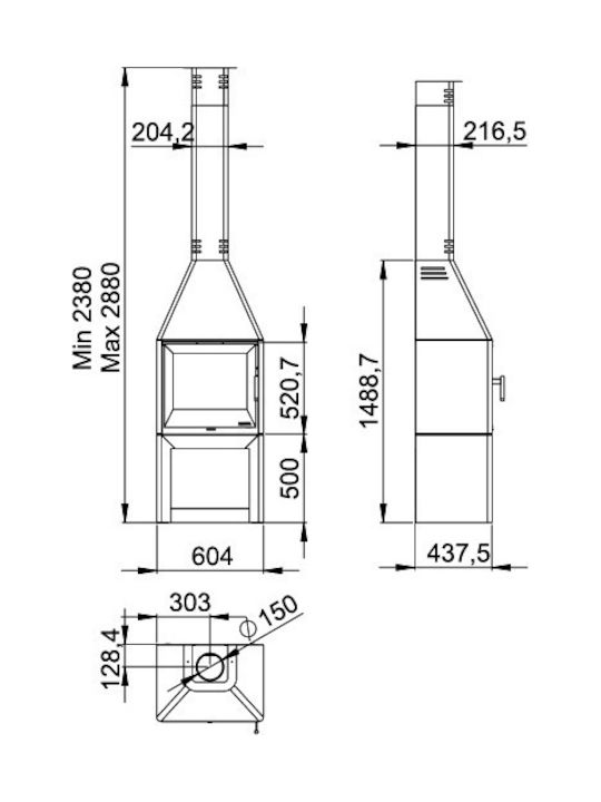 Boreal CH2000 Șemineu cu inserție Lemn 9.5kW Drept cu o ușă care se deschide Boreal CH2000 Șemineu cu inserție Lemn 9.5kW Drept cu o ușă care se deschide