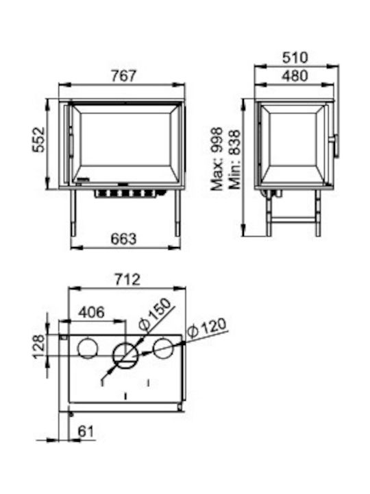 Boreal i70EI Șemineu cu inserție Caseta Lemn Ventilație 13kW Colțul stâng cu o ușă care se deschide Boreal i70EI Șemineu cu inserție Caseta Lemn Ventilație 13kW Colțul stâng cu o ușă care se deschide