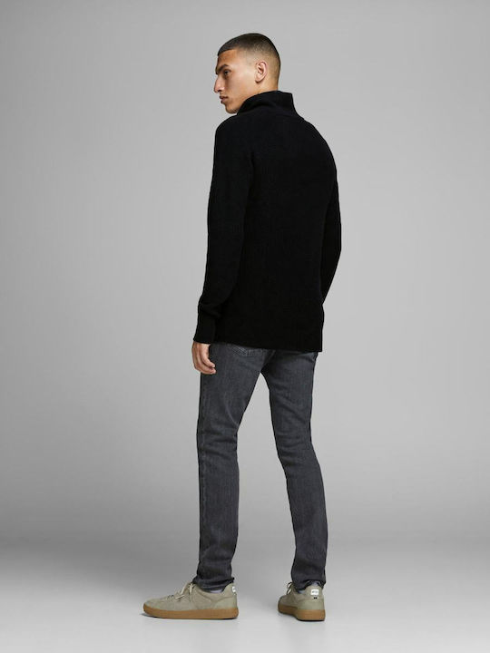 Jack & Jones Men's Long Sleeve Sweater with Zipper Black