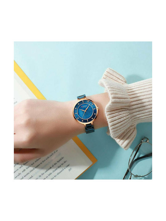 Curren Watch with Blue Metal Bracelet