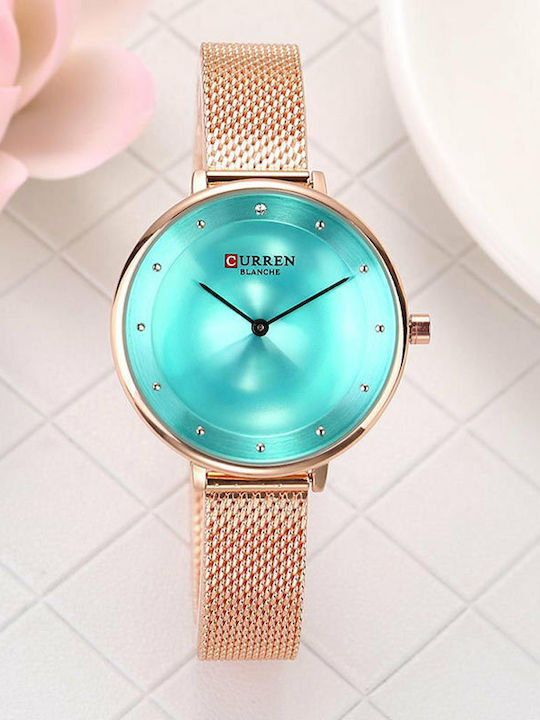 Curren Women's Watch with Pink Gold Metal Bracelet