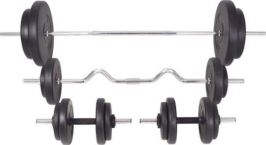 vidaXL Set de gantere cu bară, greutate totală 90kg