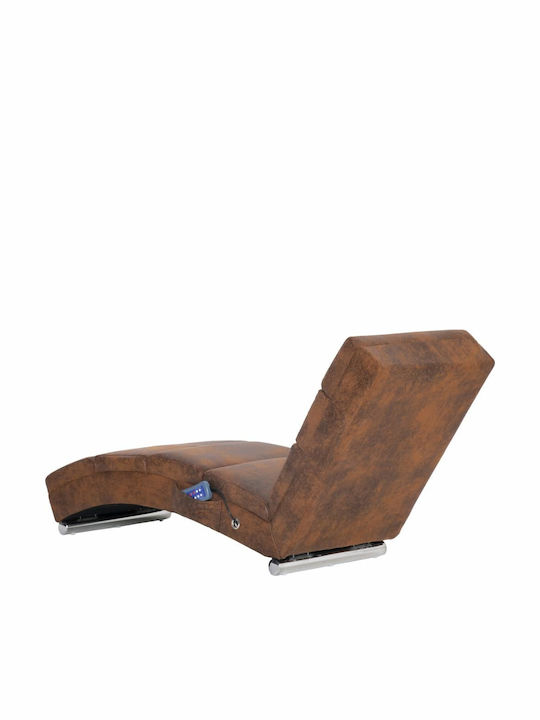 Recliner of Faux Suede Leather Brown L155xW51xH71cm