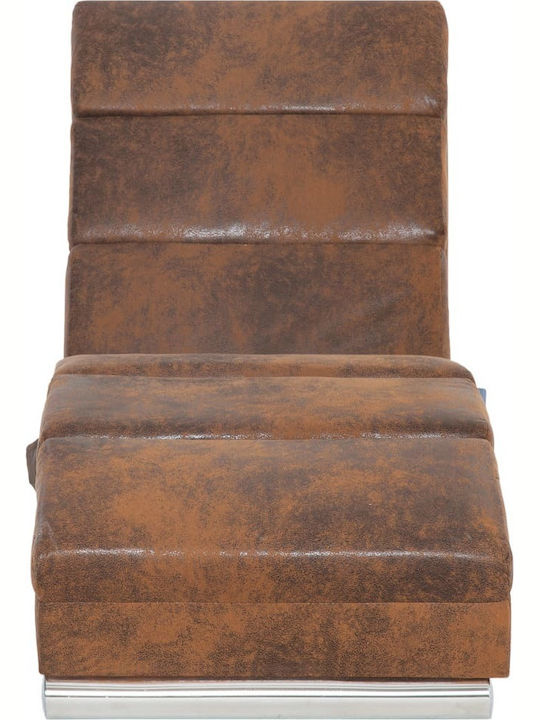 Recliner of Faux Suede Leather Brown L155xW51xH71cm