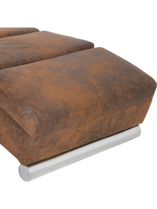 Recliner of Faux Suede Leather Brown L155xW51xH71cm