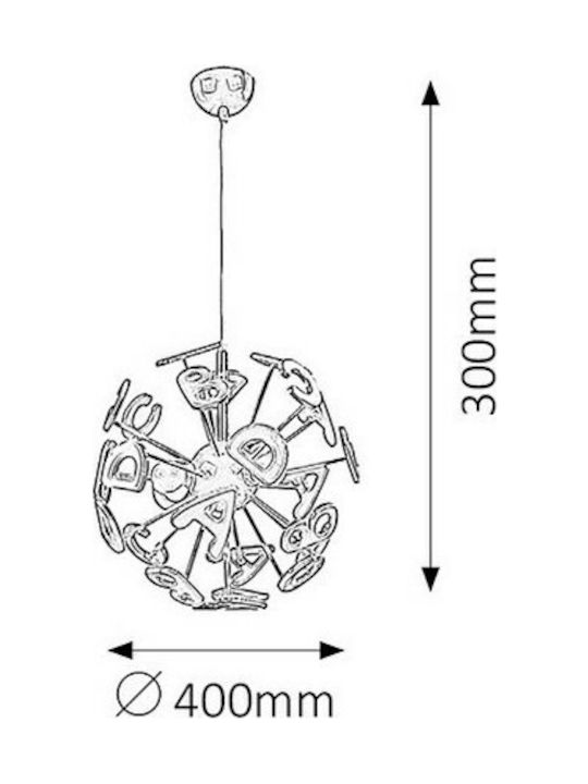 Rabalux Kids Metallic Chandelier Ceiling Light E14 Colorful 40W 40x40cm