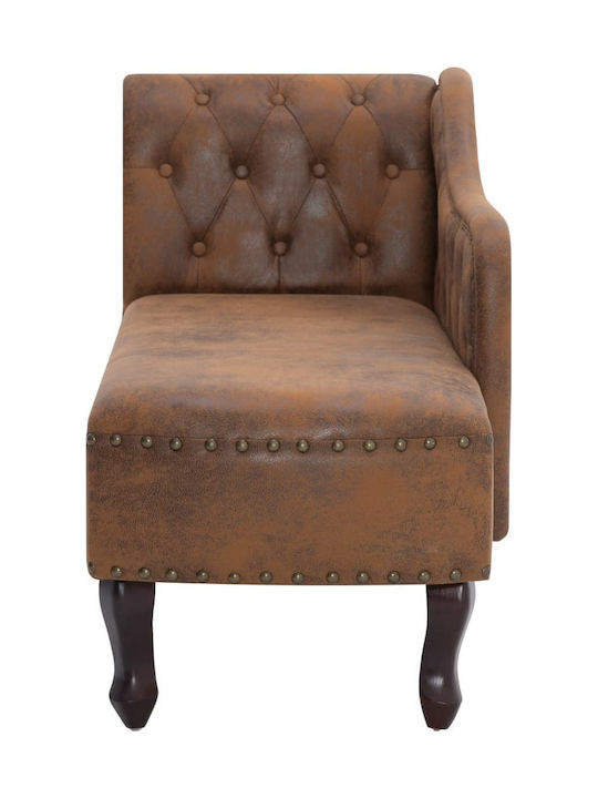 Recliner of Faux Suede Leather Brown L162xW56xH77cm