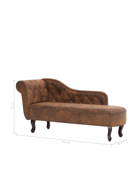 Recliner of Faux Suede Leather Brown L162xW56xH77cm