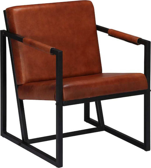 Sessel aus echtem Leder Braun 55x62x75cm