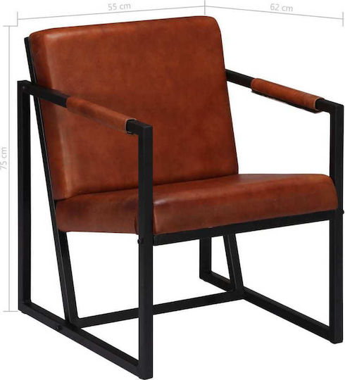 Sessel aus echtem Leder Braun 55x62x75cm