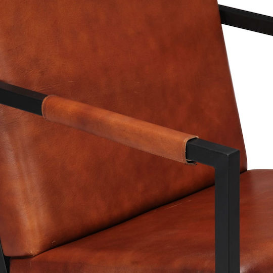 Sessel aus echtem Leder Braun 55x62x75cm