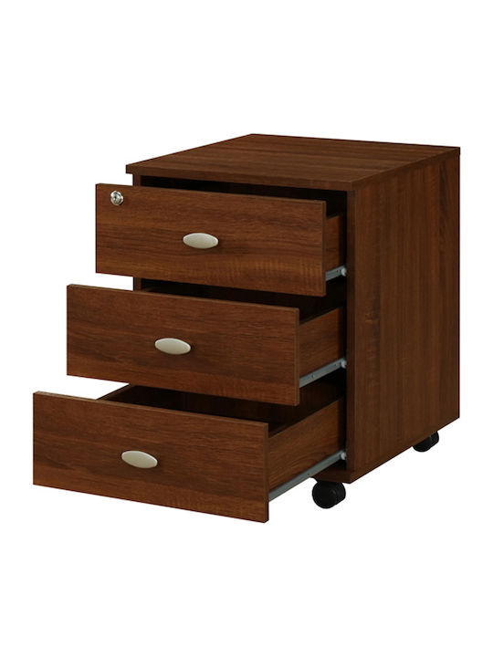 Paolo Office Storage Chipboard Drawer with Wheels, Lock & 3 Drawers Sonoma / Oak L40xW47xH53cm