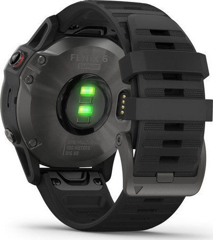 Garmin Fenix 6 Sapphire Stainless Steel 47mm Smartwatch with Heart Rate Monitor (Carbon Grey DLC with Black Band)