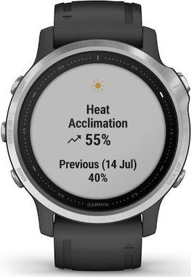 Garmin Fenix 6S 42mm Smartwatch mit Pulsmesser (Silver with Black Band)