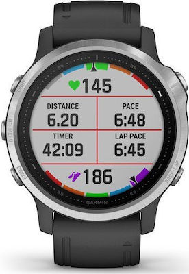 Garmin Fenix 6S 42mm Smartwatch mit Pulsmesser (Silver with Black Band)