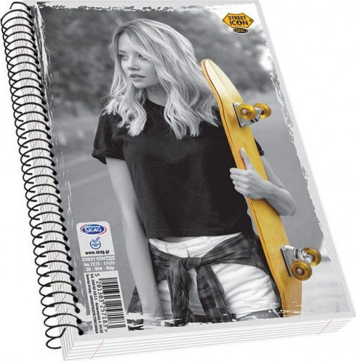 Skag Spiral Notebook Ruled B5 90 Sheets 4 Subjects Street Icons 1pcs (Μiscellaneous Designs/Colors)