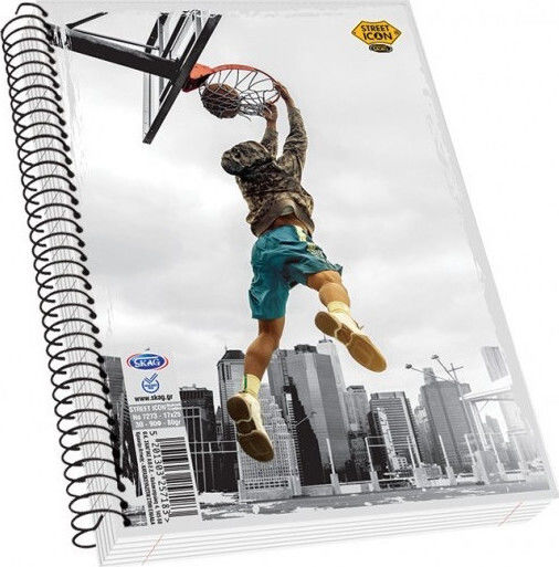 Skag Spiral Notebook Ruled B5 90 Sheets 4 Subjects Street Icons 1pcs (Μiscellaneous Designs/Colors)