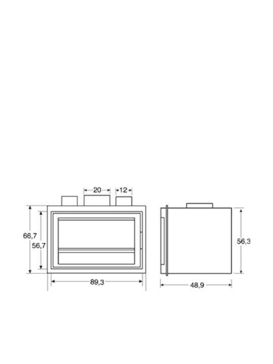 Salgueda Aero 900 Wood Cassette Fireplace Insert Air Duct Connection with Straight Window 18kW Blanco