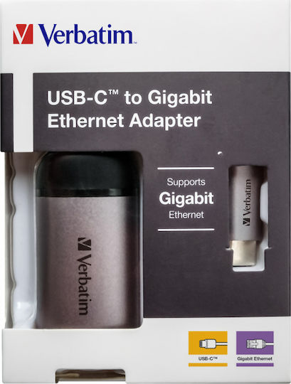 Verbatim 49146 USB-C Network Adapter with Wired Ethernet Connection