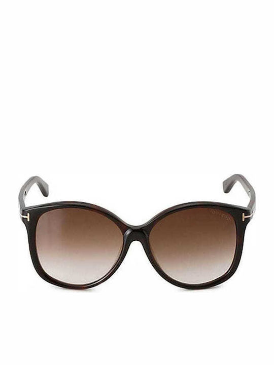 Tom Ford Women's Sunglasses with Brown Plastic Frame and Brown Gradient Lens FT9275 52F