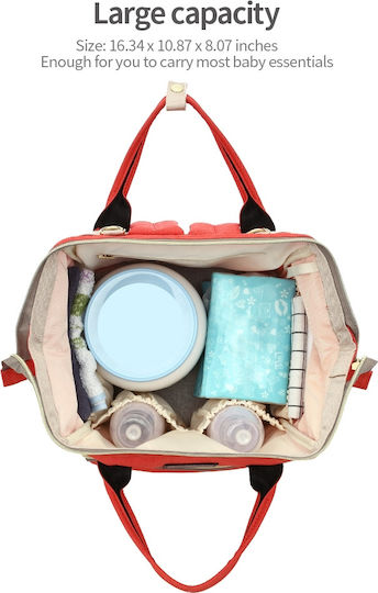 Τσанта-Смяна на Пелени Gabesy All in One Practical Baby Diaper Bag Червен