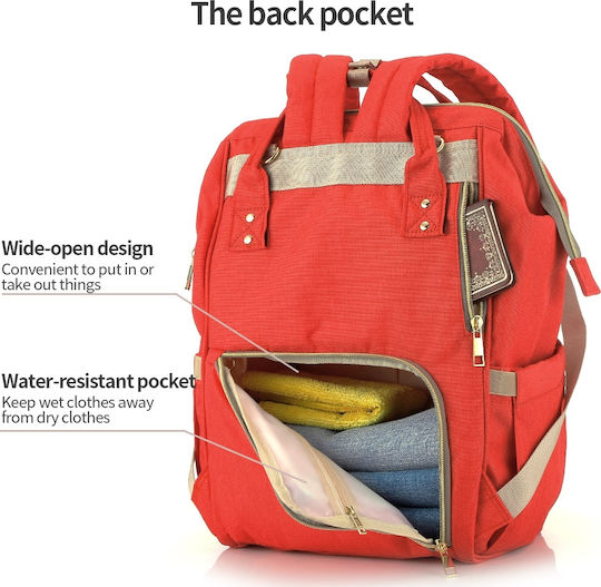 Τσанта-Смяна на Пелени Gabesy All in One Practical Baby Diaper Bag Червен