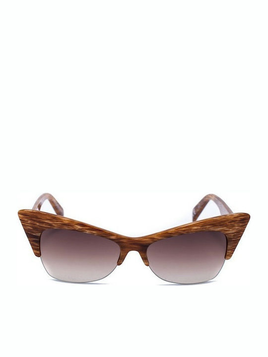 Italia Independent I-Plastik Women's Sunglasses with Brown Frame and Purple Mirror Lens 0908.BH2.041