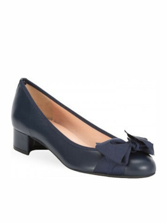 Mourtzi Leder Pumps mit Chunky flachem Absatz Marineblau