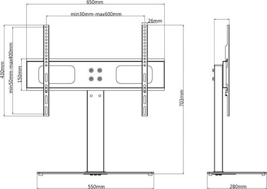 vidaXL 50320 Suport TV de birou până la 70" și 45kg