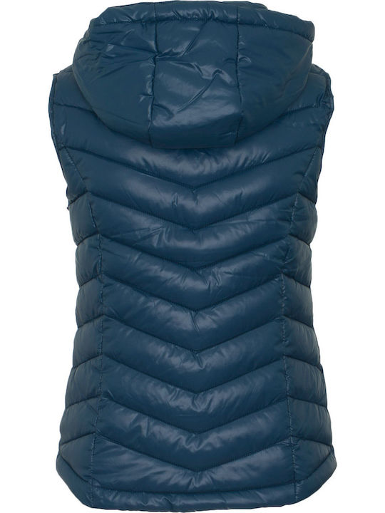 Marian Women's Short Puffer Jacket for Winter with Hood Navy Blue