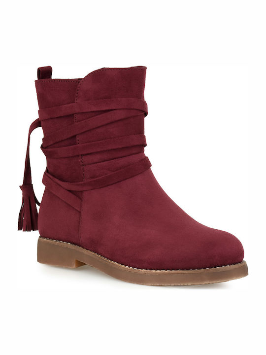 Exe Kids Suede Boots with Zipper Burgundy