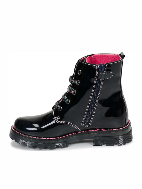Kinderstiefel aus Lackleder mit Reißverschluss Schwarz